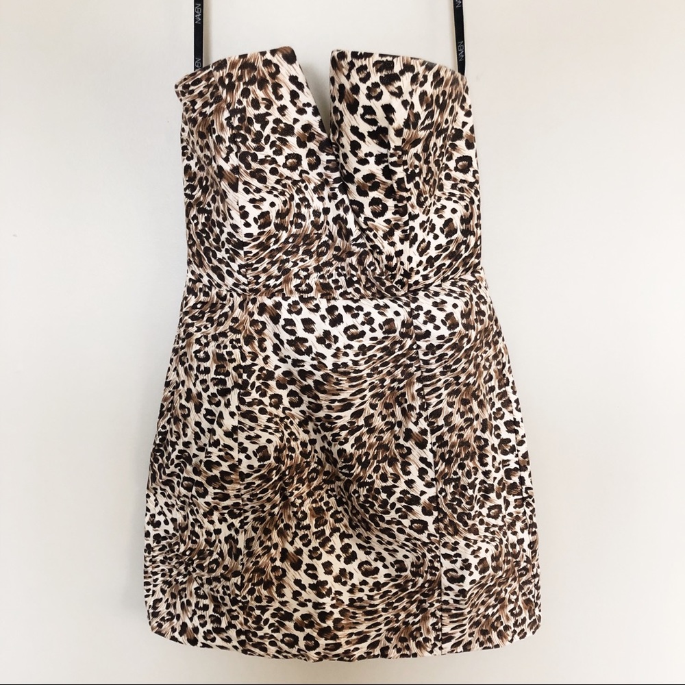 Naven Strapless Leopard Print Mini Dress - Picture 1 of 6